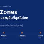 แผนที่ Blue Zones 5 แห่ง โลมาลินดา นิโคยา ซาร์ดิเนีย อิคาเรีย และโอกินาวา